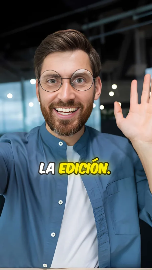 Creador grabando contenido, con subtítulos en el estilo Beast